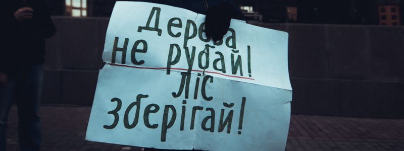 В Киеве под Кабмином люди требовали защитить лес и подарили Семераку "шапочку заключенного"