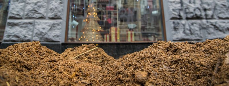 Из князей в грязь: бутик в центре Киева щедро засыпали удобрениями