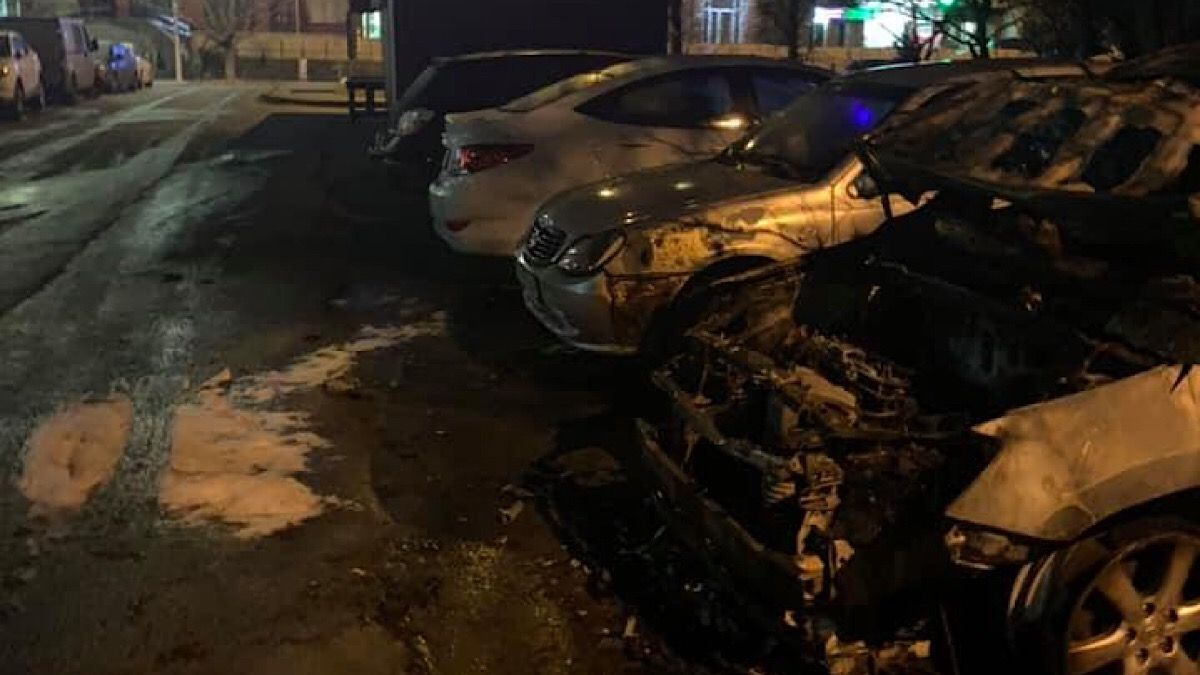 Появилось видео момента поджога машины активистки Алены Парфеновой