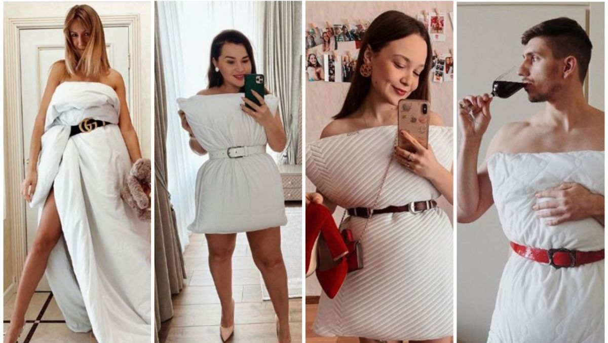 Украинские звезды и блогеры в QuarantinePillowChallenge: зачем люди пристегивают подушки ремнем на голое тело