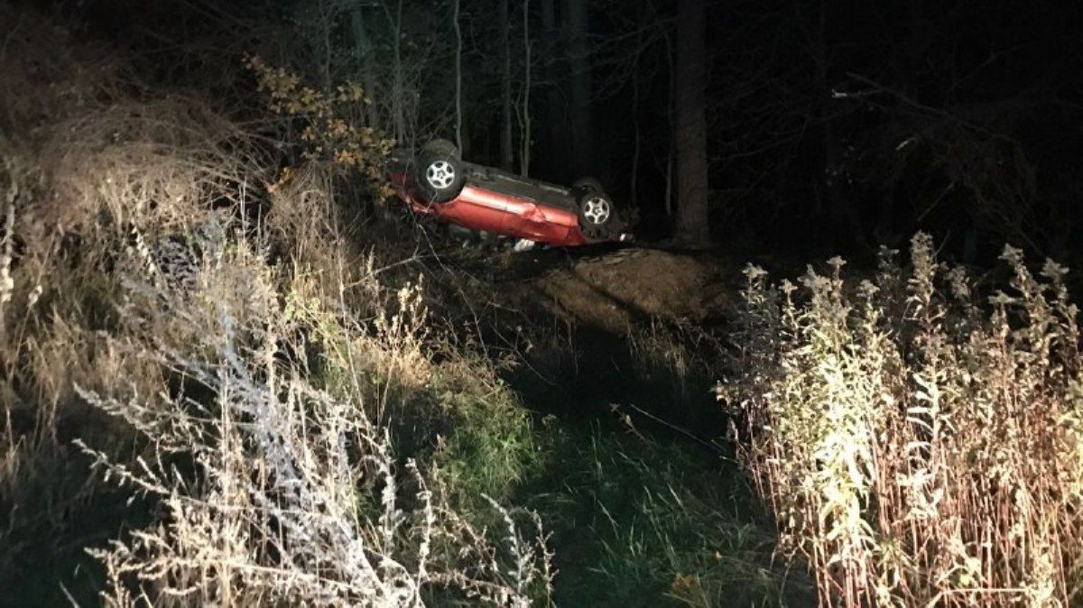 В Киеве на Гостомельском шоссе Audi вылетела в кювет и певеренулась