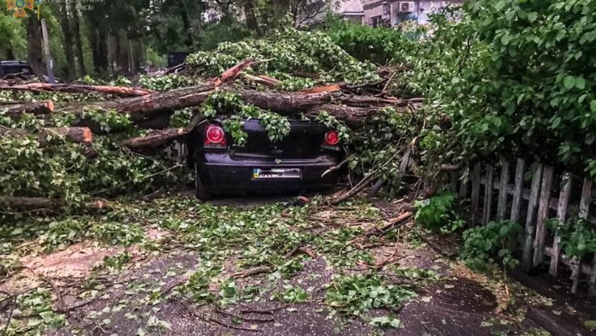 В Киеве продолжают ликвидировать последствия бури: часть города все еще без света. Фото и видео