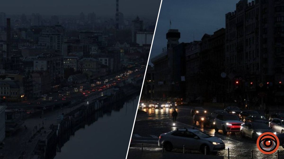 Київ у пітьмі: світло є лише від автівок на дорогах міста