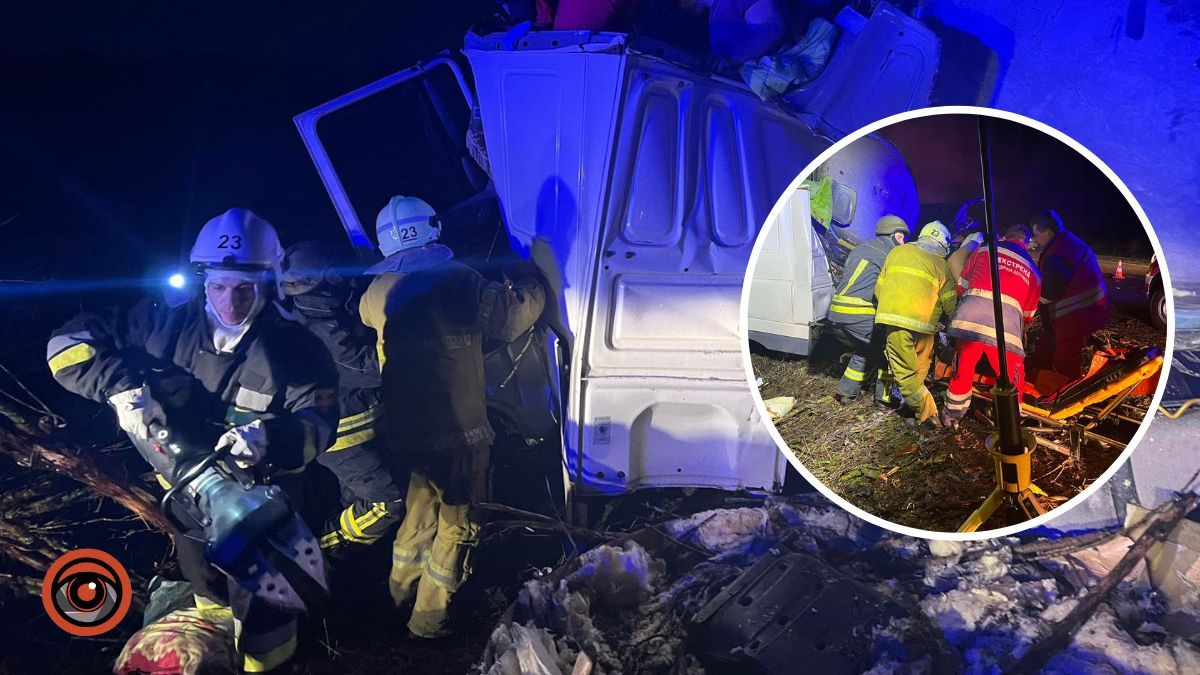 На Київщині молоковоз злетів в кювет та врізався в дерево: водія діставали з кабіни рятувальники