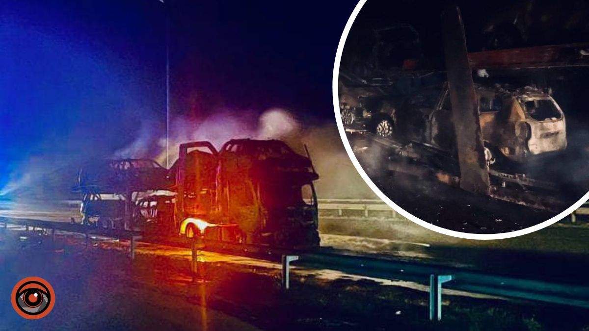 На трасі Київ — Чоп згорів завантажений автовіз