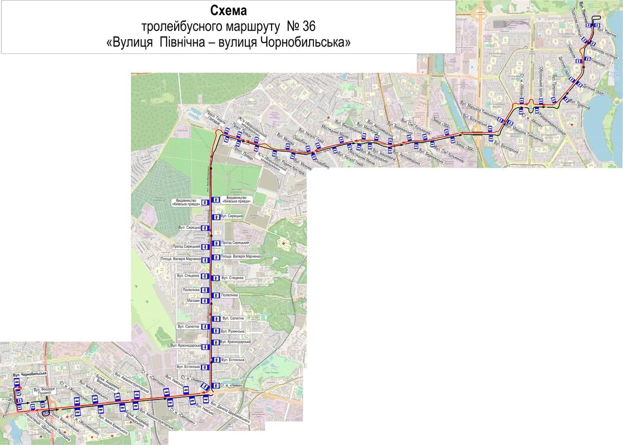 У Києві відновили рух курсування двох тролейбусних маршрутів: схема 1