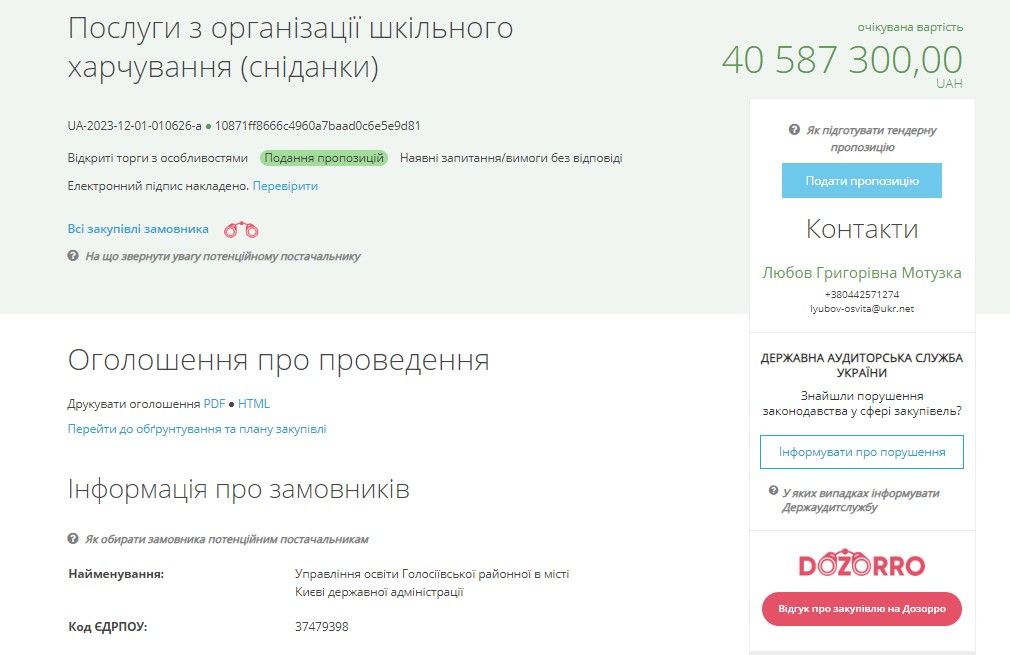 Чим будуть годувати учнів Голосіївського району Києва у 2024 році та скільки за це заплатять 1
