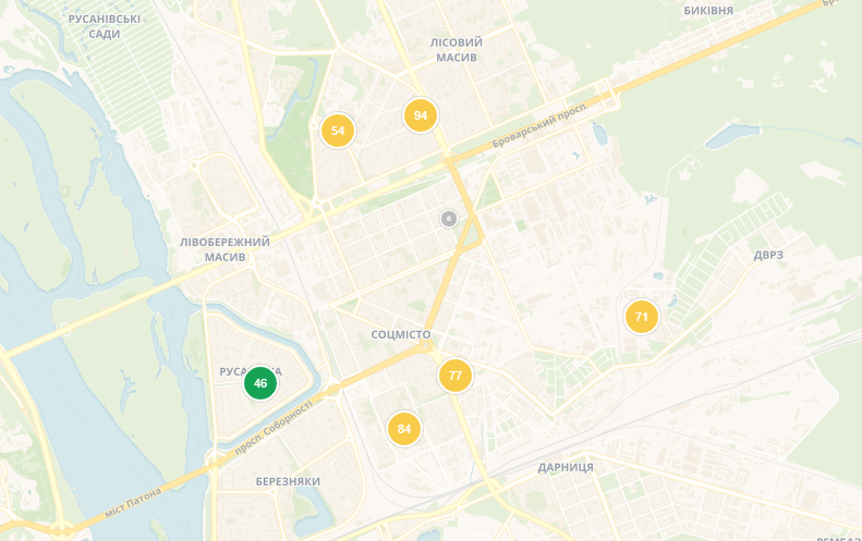 Погані показники також на Лівобережжі