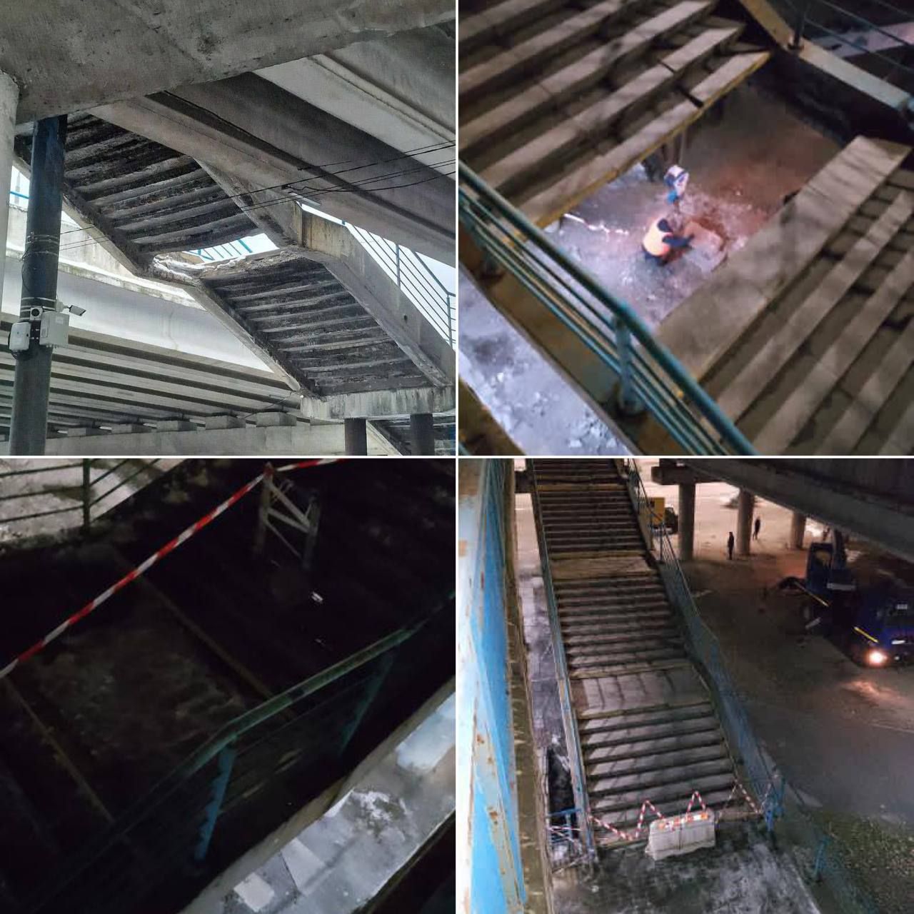 Від переходу відпала бетонна плита, через що утворився розрив між східцями приблизно в метр завширшки.