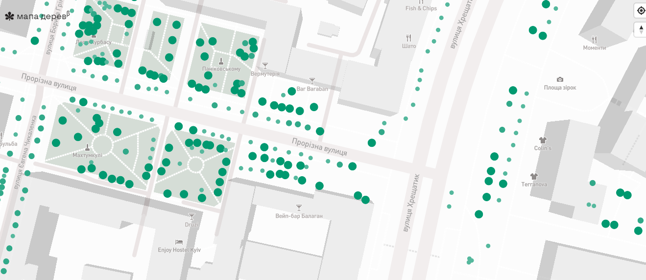Так выглядит подробная карта деревьев Киева, доступная онлайн Так выглядит подробная карта деревьев Киева, доступная онлайн
