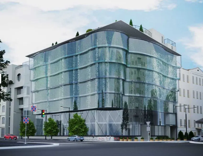 Дивний момент: оголошення проілюстровано одним з проєктів ревіталізації будівлі авторства архітекторів Олександра Дойка та Антона Каламбета, проти якого й виступали активісти