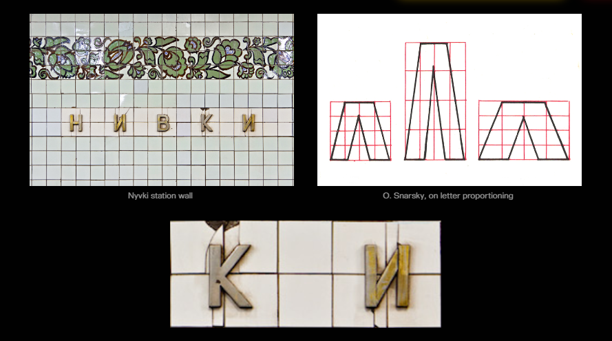 Примеры шрифта "CONTRACT" на "красной" линии метро