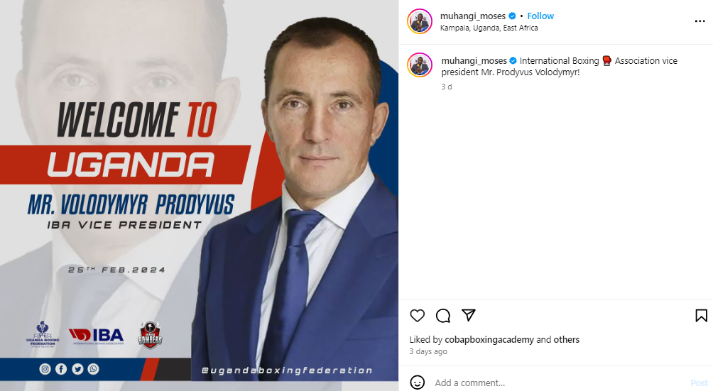 Мухангі привітав Продивуса на власній сторінці у Instagram