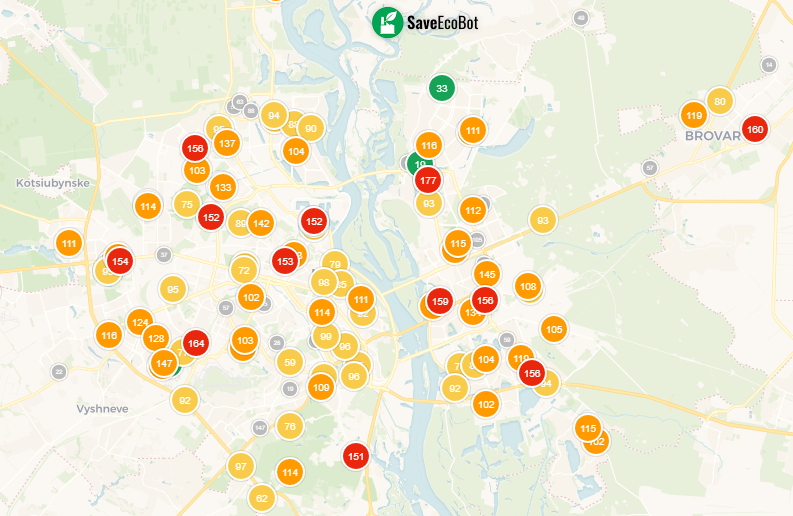 Якість повітря станом на 10:30 1 березня 2024 року