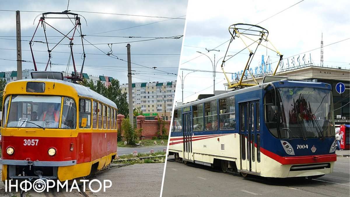 Вагони "Татра Т3" (зліва) і "К1", яким керувала Тетяна 20 березня