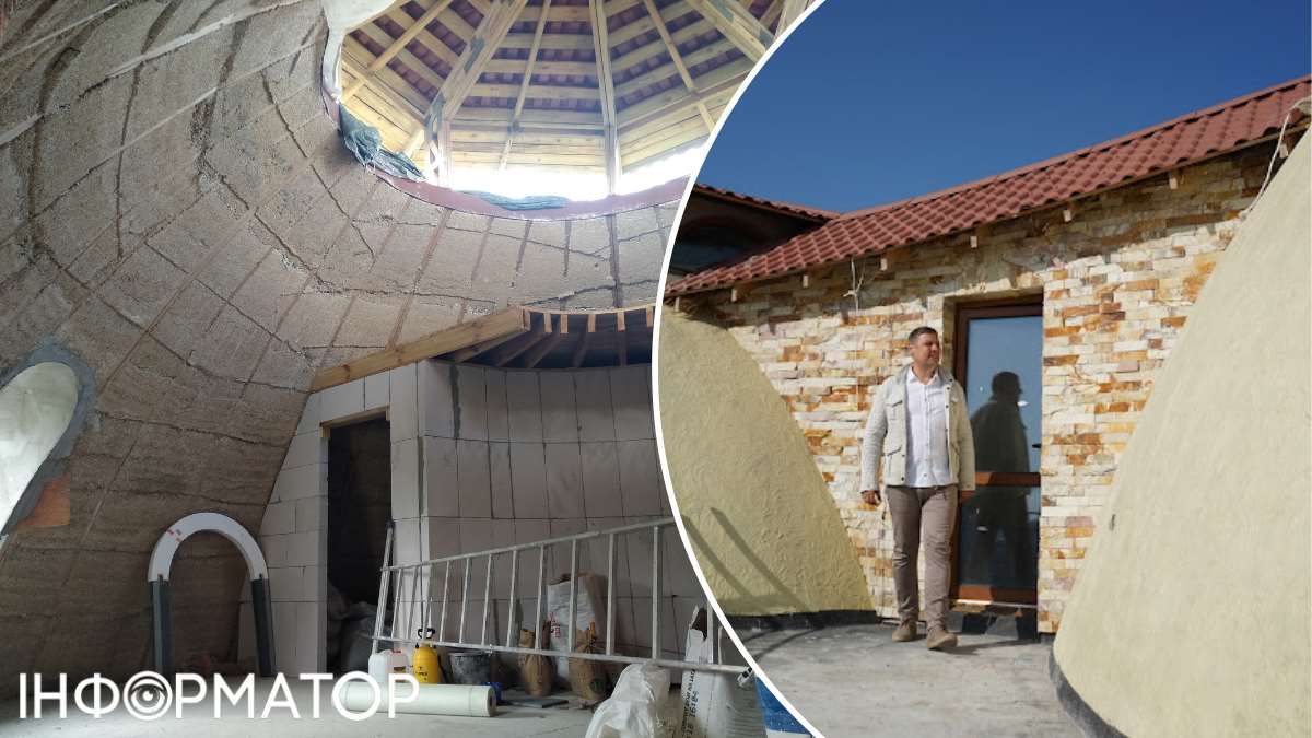 Сергій Бойко на даху власного будинку - висота куполів дорівнює десь 5 метрів