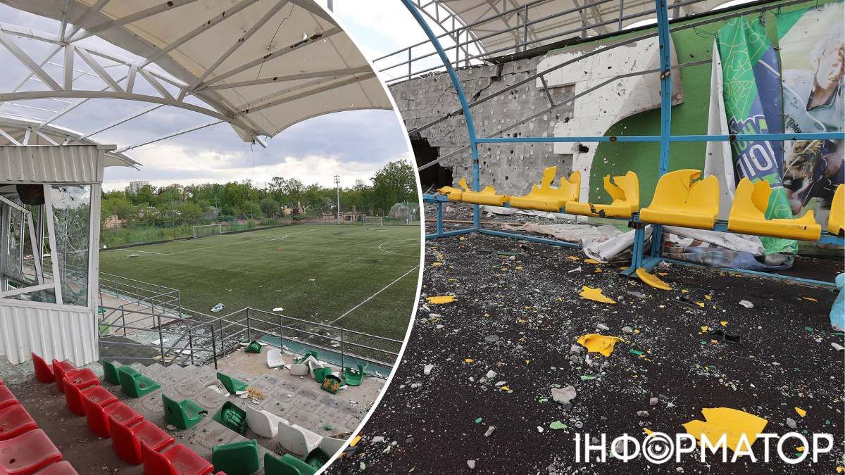 Сейчас стадион заброшен – снаряды повредили как трибуны, так и подтрибунные помещения. Фото irpinhelp.com