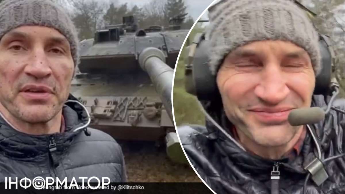 Цікаво, чи включить режисер до стрічки кадри з Володимиром Кличком, який керує танком, що передадуть Україні. Фото: скріншоти з Instagram Володимира Кличка