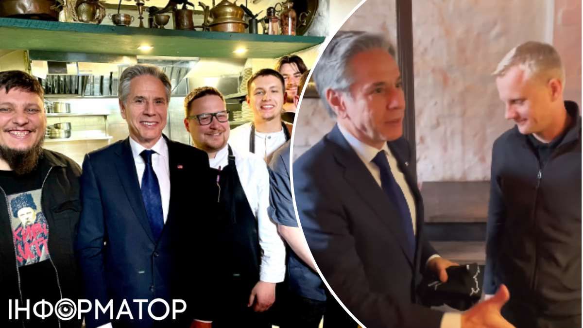 Блінкен сфотографувався з колективом "Характерників", на задньому фоні під час зустрічей був відомий антикорупціонер Віталій Шабунін