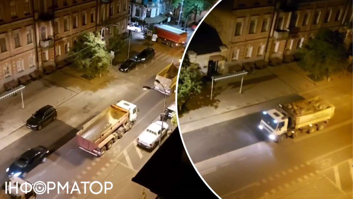 Вантажівки поїхали до руїн Десятинної церкви близько опівночі, а в зворотньому напрямку їздили ще 4-5 годин