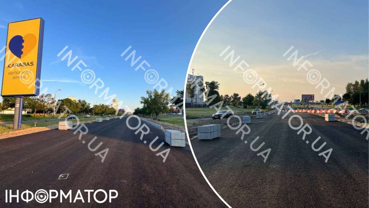 Свежепостенный асфальт в направлении Почайной из Вышгорода - еще даже не нанесена временная разметка. Листовостоков мы не увидели, а вот по обе стороны дороги лежат бетонные бордюры