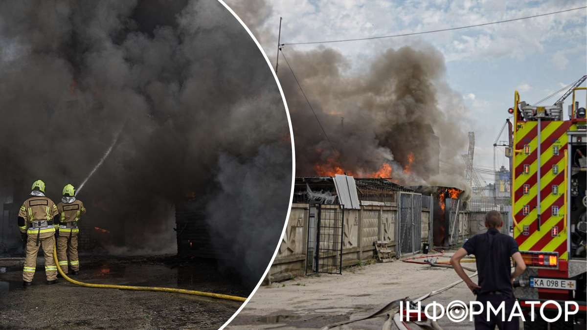 Рятувальники повідомили, що вогонь охопив площу у 500 кв.м складу, що робить її великою за мірками Києва. Фото: ГУ ДСНС України у м. Києві