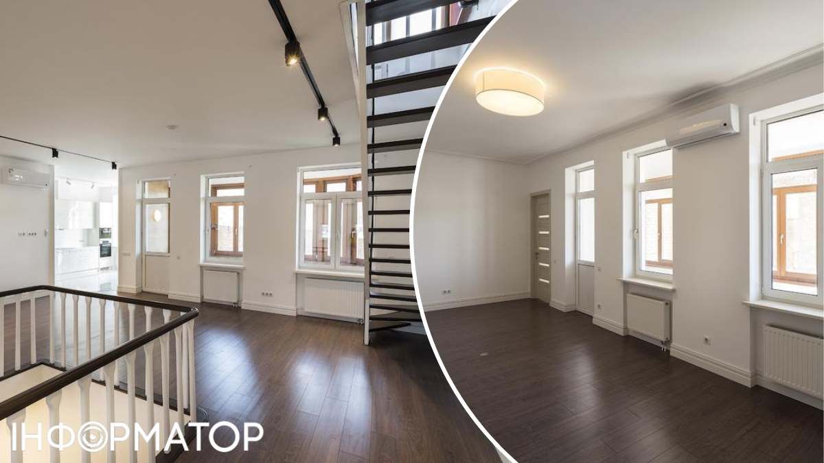 Квартира простора і має цікаве планування: у ній може розміститись як чимала родина, так і невеликий офіс компанії