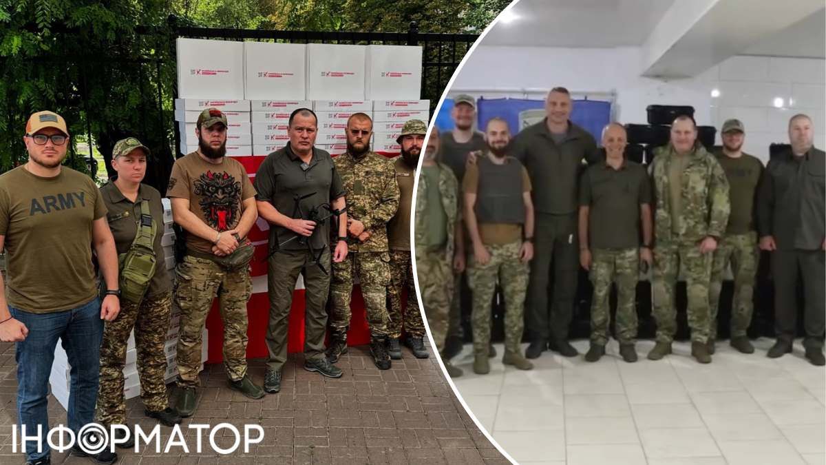 Работают параллельно с Кличко: на фото слева Орест Криштафович (первый слева) вместе с Палатным передает помощи, на фото справа оба уже на скрин-шотах с видео самого Кличко