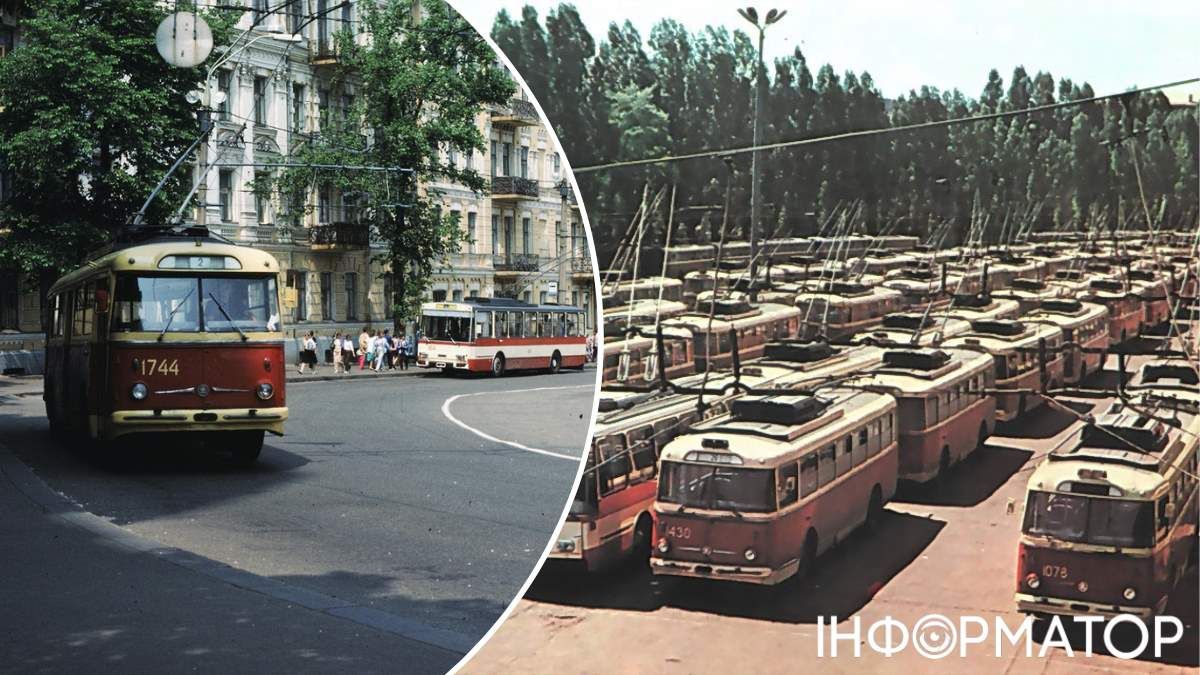 Та сама "Аврора" на пл. Б. Хмельницького 1990-го року та Київське тролейбусне депо №2 у 1985 році: на маршруті їздили майже самі Škoda 9Tr, усі вони були списані в середині 1990-х. Фото: transphoto.or