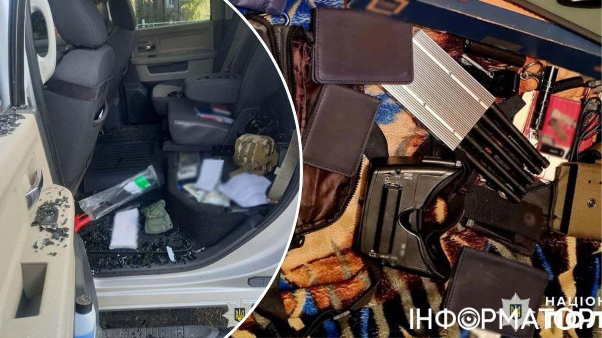 Зловмисник вдерся до автівки, розбивши вікно дверцят. Фото: Поліція Києва