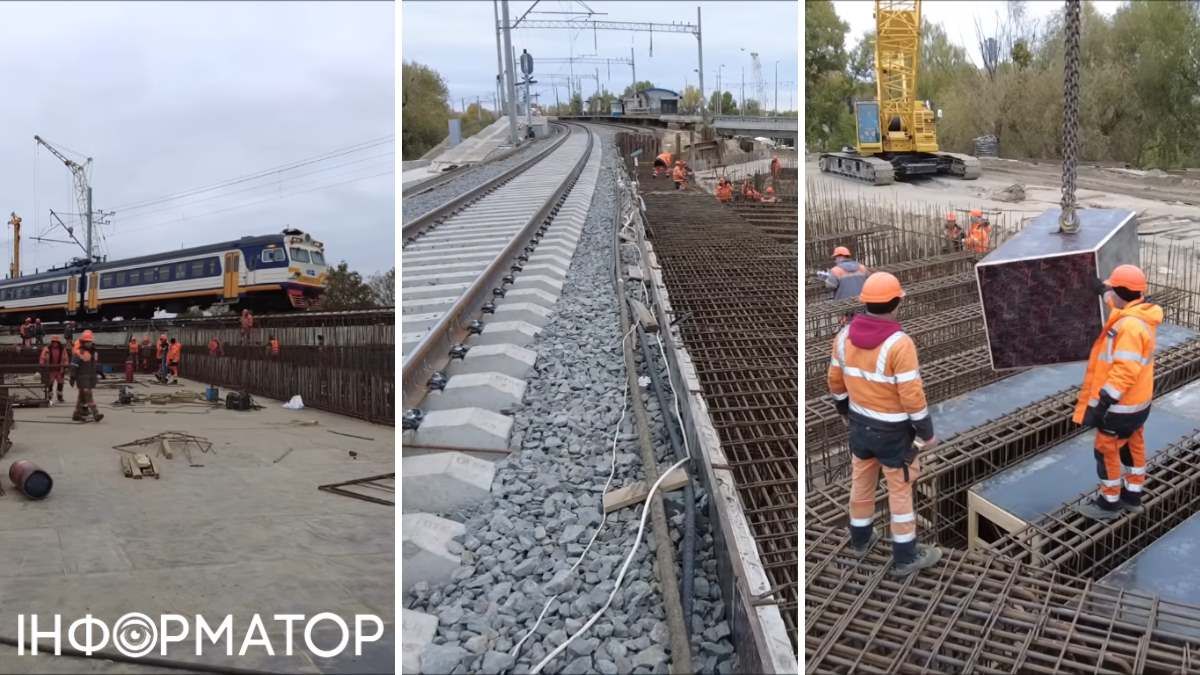 Опалубку дотягнули до залізничної колії, а по її боках забивають у землю шпунти. Фото: скріншоти з відео Павла Авдокушина