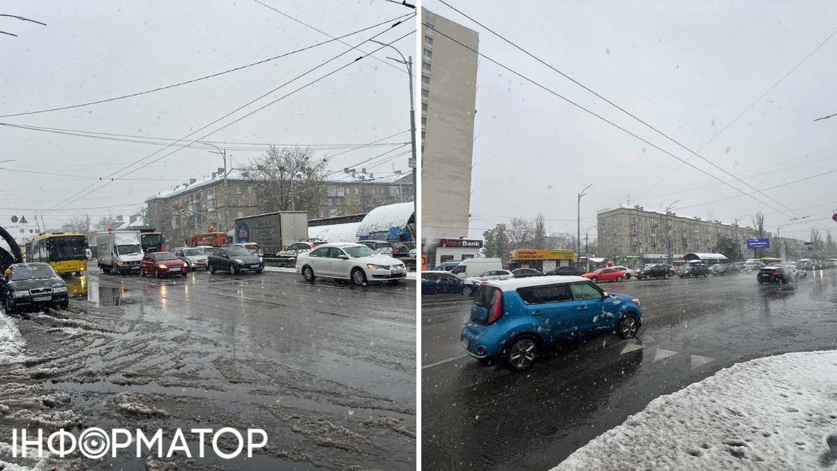 Один з прикладів формування заторів: внаслідок ДТП просто посеред Дарницької площі (червону автівку "догнав" білий бус) рух площею ускладнений, зате після неї дорога вільна - до наступної аварії