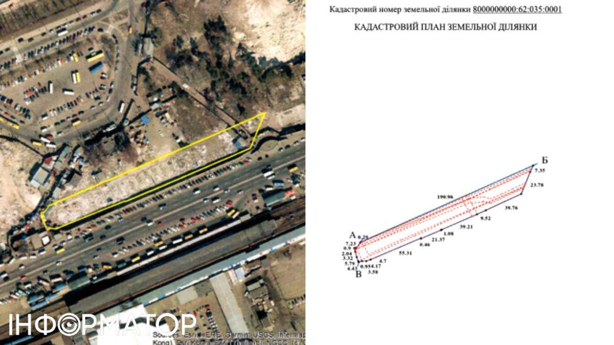 Згідно з кадастровим і планом ділянки, вона тягнеться вздовж лінії метро та Броварського проспекту