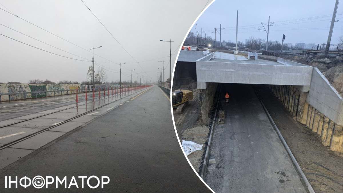 Делініатори, якими розділили смуги руху трамваїв, та останні підготовчі роботи перед запуском руху тунелями напередодні