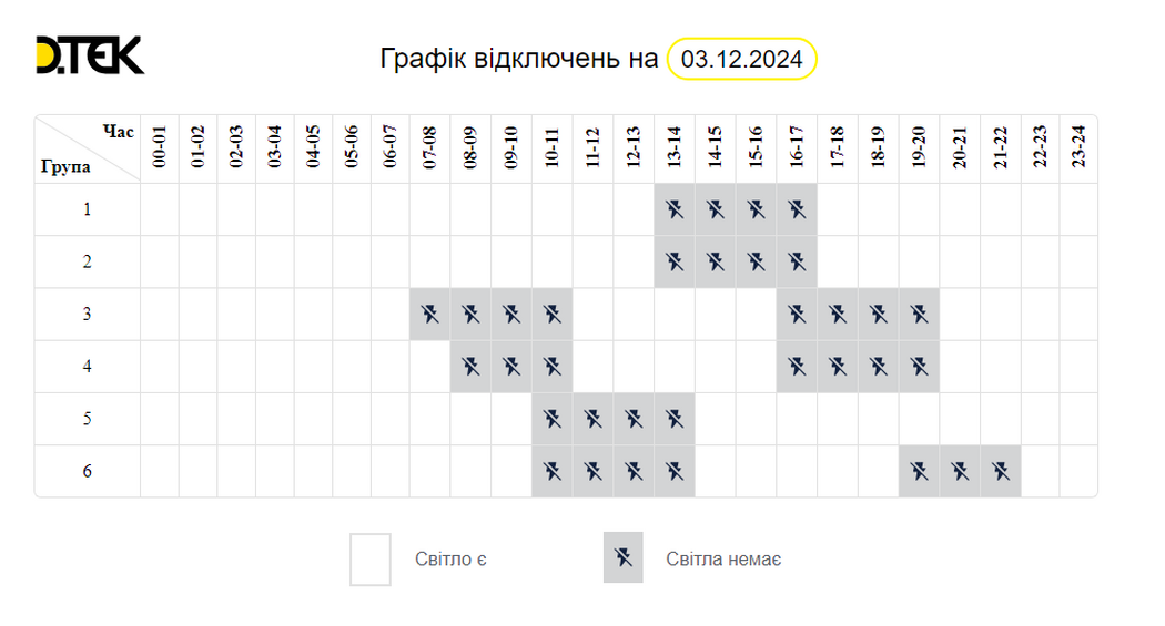 У ДТЕК показали, як знеструмлюватимуть киян 3 грудня У ДТЕК показали, як знеструмлюватимуть киян 3 грудня