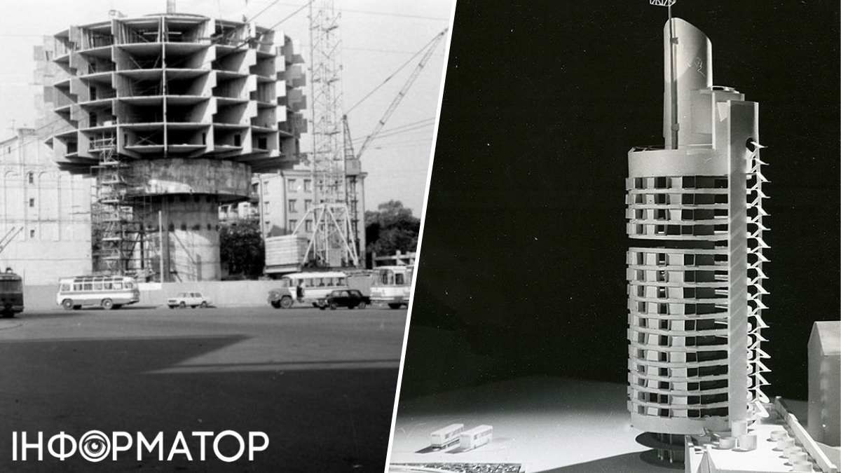 По замыслу архитектора, гостиница должна была иметь 18 этажей - впрочем, уже во время строительства проект сократили. Фото salutekiev.com