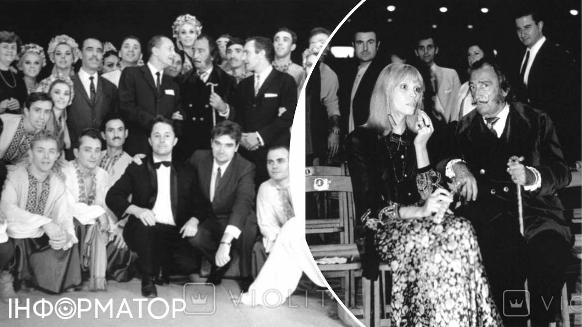 Далі був у захваті від українських народних танців: зліва - з усім ансамблем Вірського, справа - із Валерією Вірською-Котляр. Фото з сайту Violity