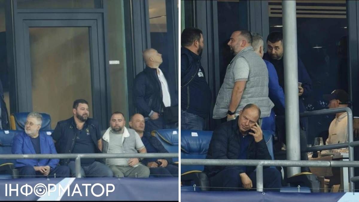 Про рівень зв'язків Плужника свідчать ці світлини, зроблені у вересні 2021-го на матчі київського "Динамо" проти португальської "Бенфіки" у столиці: депутат Київради дивився футбол разом з Ігорем Коломойським, Леонідом Кучмою, Давидом Арахамією й Ігорем Суркісом. Фото "Кременчуцька газета"