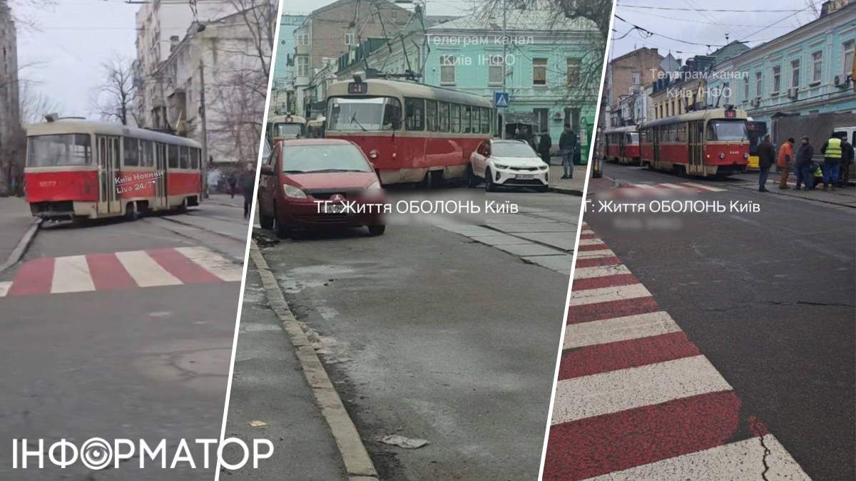 Трамвай зійшов з рейок Поділ