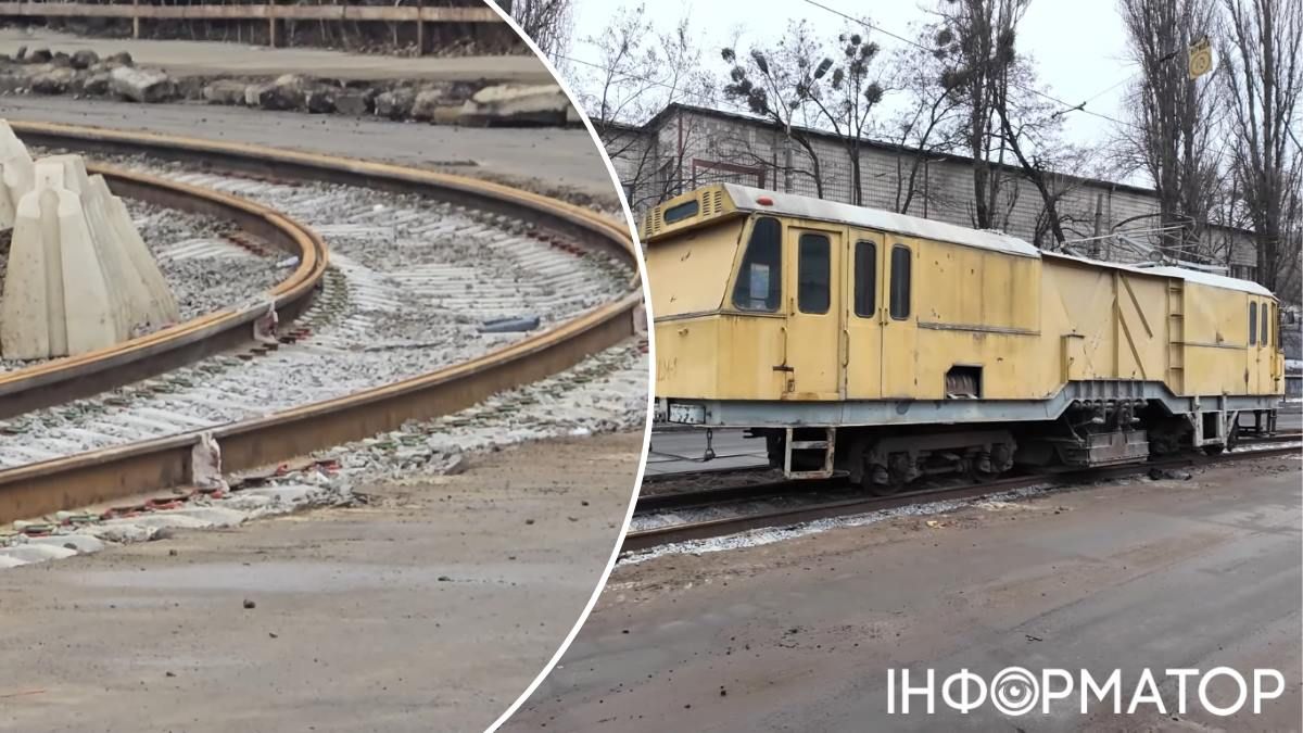 Вагон ХДМ-1 підвозить та насипає щебінь між рейками й обабіч них: йому вже 50 років, тож він міг працювати на Глибочицькій ще під час попереднього ремонту