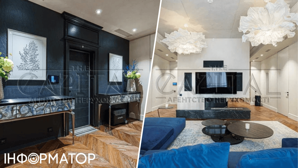 Велика вітальня розділена на зону відпочинку та кухню нерух 1