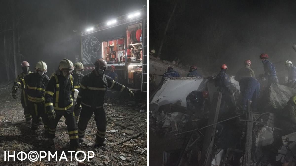 Рятувальники продовжують розбирати завали у Києві після масштабної комбінованої ракетно-дронової атаки 24 квітня. Фото: ГУ ДСНС України у Києві