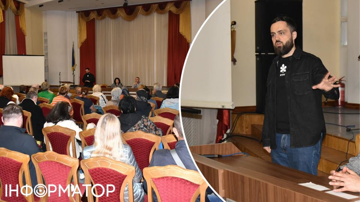 Голова Оболонської РДА Кирило Фесик проводить зустріч з мешканцями постраждалих будинків. Фото: Facebook Кирила Фесика Голова Оболонської РДА Кирило Фесик проводить зустріч з мешканцями постраждалих будинків. Фото: Facebook Кирила Фесика