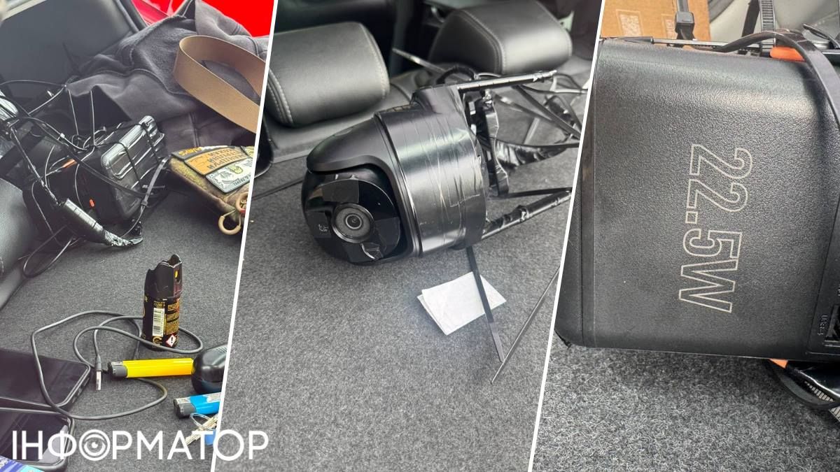 Всередині автівки, каже Білоус, знайшли чимало "шпигунського" обладнання, придатного для проведення прихованого знімання інформації
