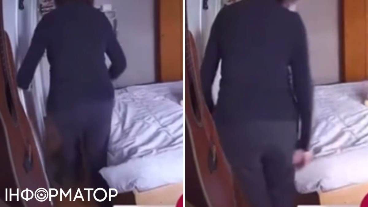 На кадрах з помешкання видно, як пані пересувається квартирою й навіть штурхає кота На кадрах з помешкання видно, як пані пересувається квартирою й навіть штурхає кота