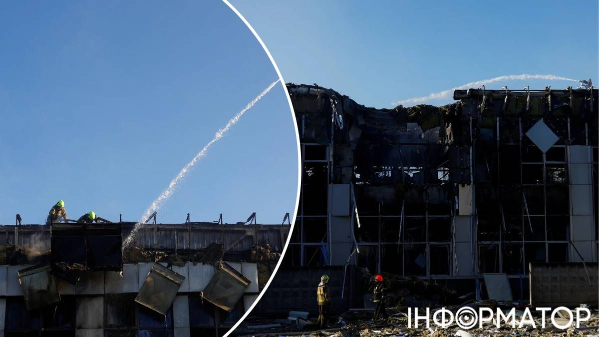 КПІ, можна сказати, ще "пощастило": бізнес-центр на Солом'янці поряд зазнав значно більших руйнувань. Фото: REUTERS/Valentyn Ogirenko