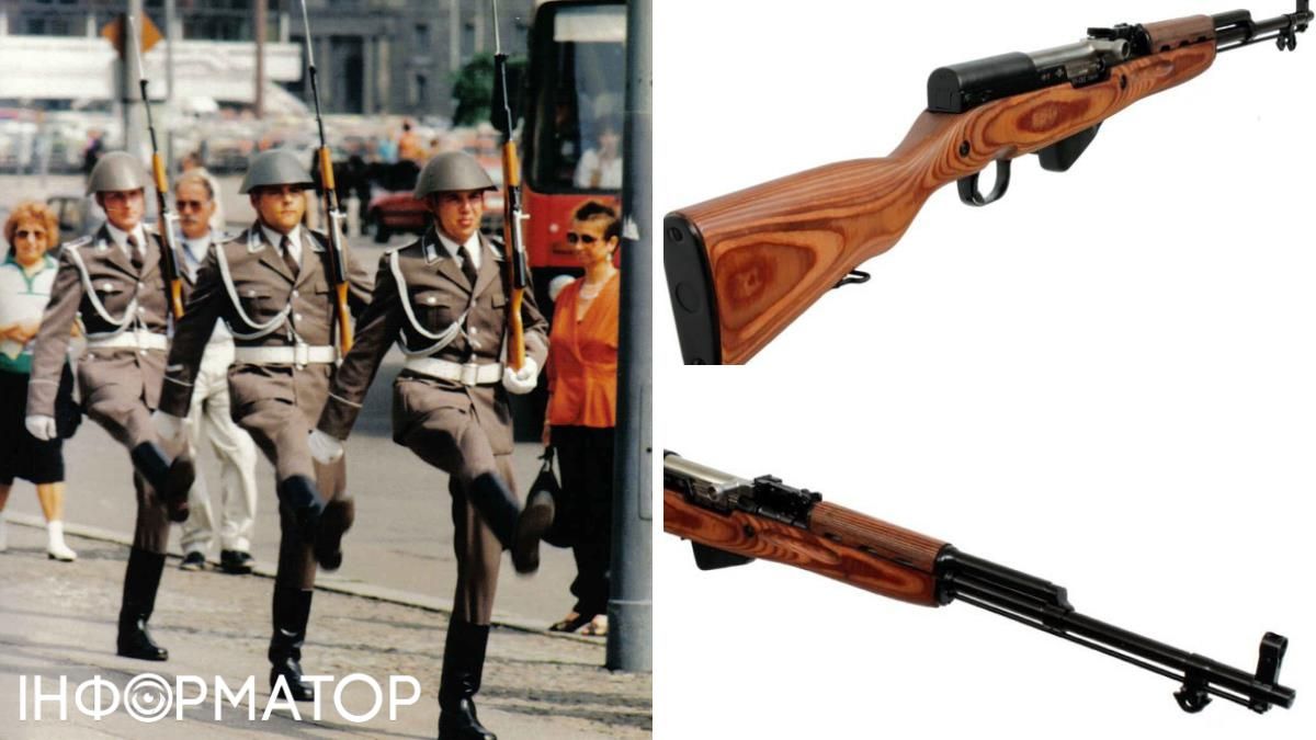 карабін ОП СКС використовували у країнах соціалістичного табору - на фото зміна почесної варти у ГДР у 1990 році карабін ОП СКС використовували у країнах соціалістичного табору - на фото зміна почесної варти у ГДР у 1990 році