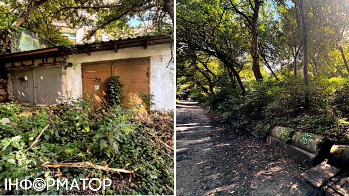 На меньшем участке земли расположены частные гаражи, а вот большую передадут КП "Киевзеленстрой"