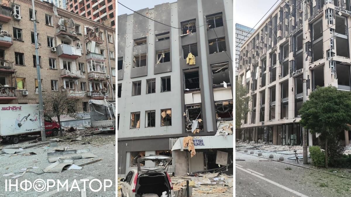 Руйнування в районі вул. Жилянської після обстрілу Києва 28 серпня. Фото: Facebook Софії Дунаєвської Руйнування в районі вул. Жилянської після обстрілу Києва 28 серпня. Фото: Facebook Софії Дунаєвської