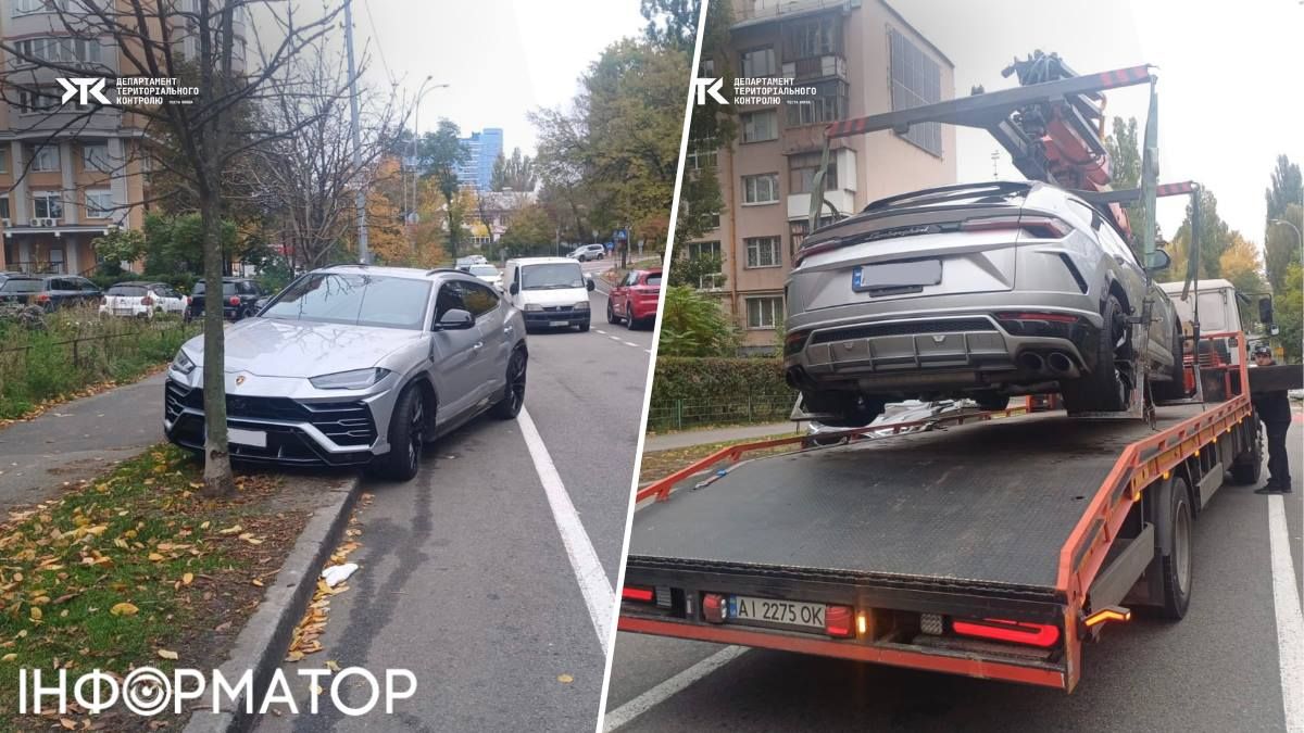 Парковочный джекпот: в Киеве эвакуировали Lamborghini Urus, брошенный водителем сразу на велодорожке и на зеленой зоне